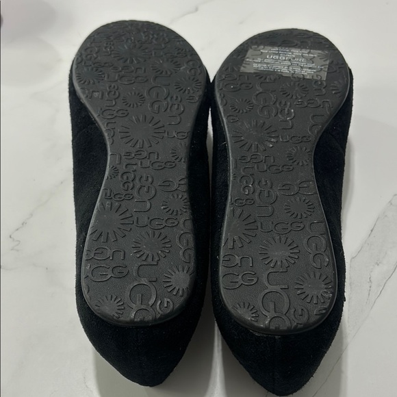 UGG Women's Black Suede Flats with Bow - Picture 5 of 5